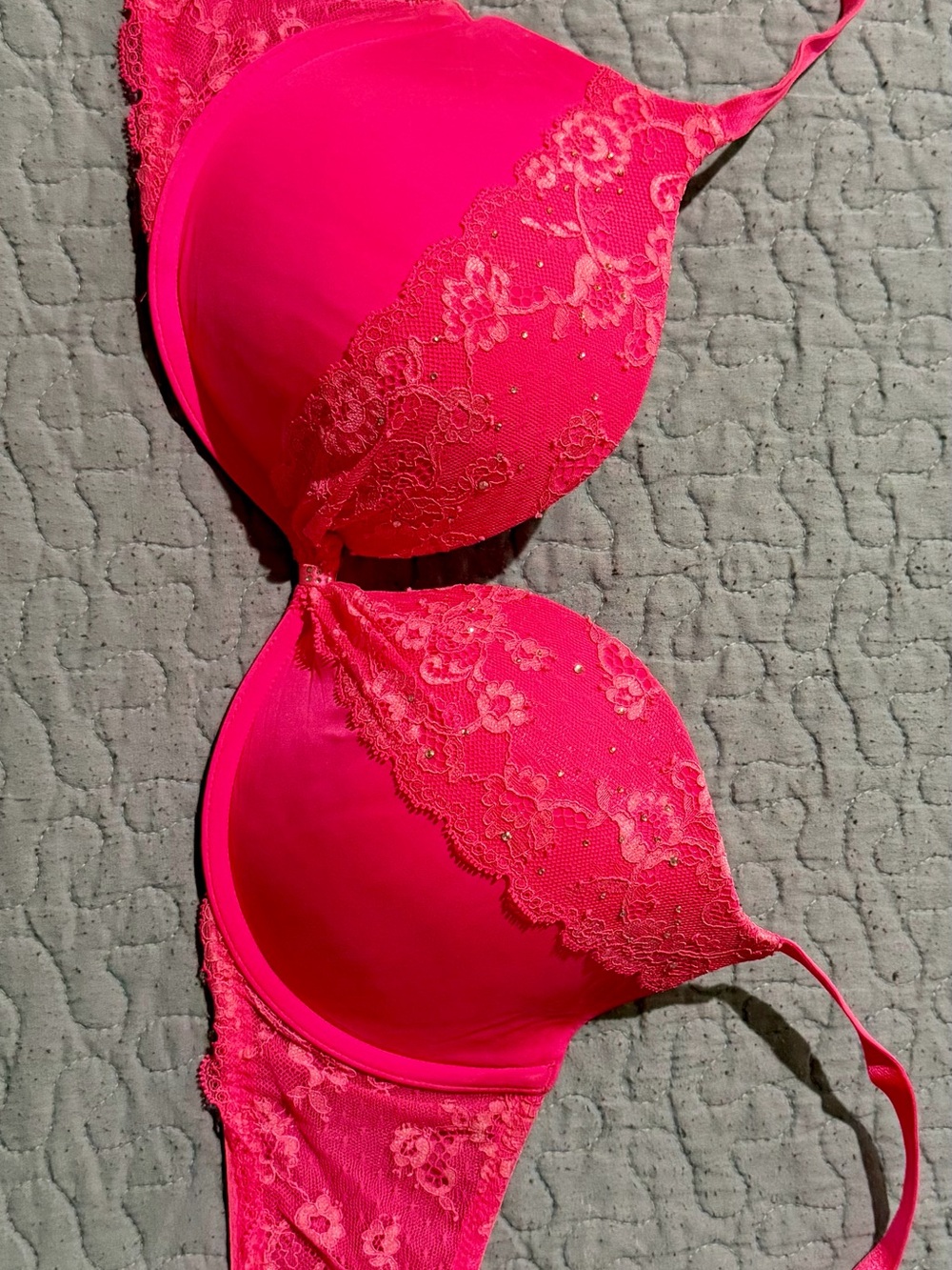 Victoria's Secret Bright Pink Lace Push-Up Bra